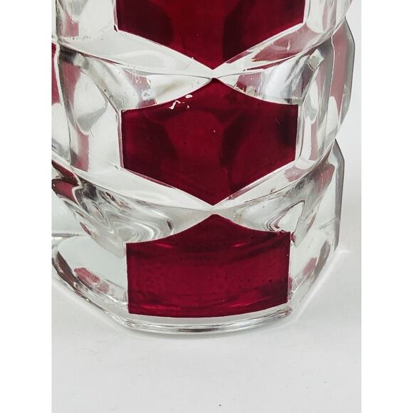 Vtg MCM Triangle Art Glass Vase Windsor Rubis Cranberry Faceted JG Durand France - Picture 5 of 9